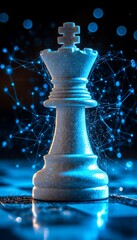 Poster - Chess King In Blue Strategy, Leadership, And Artificial Intelligence In The Digital Age.