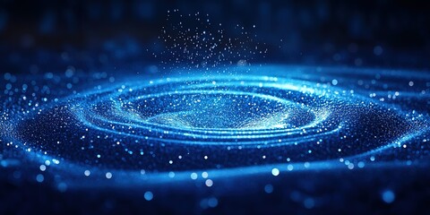 Poster - Captivating blue water ripple effect created by a drop, showcasing mesmerizing light reflections