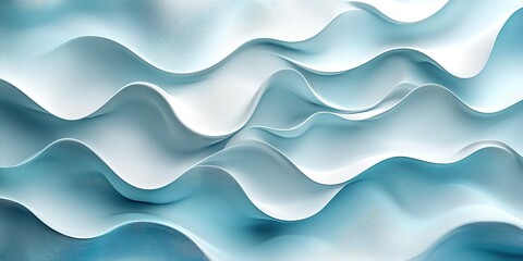 Poster - Waves of blue and white fabric create a flowing texture that evokes calmness and tranquility