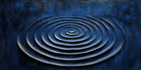 Poster - Swirling blue ripples create a calming and serene effect in a textured circular design