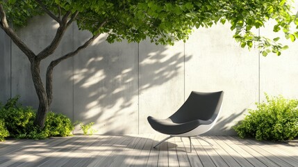 Poster - Modern Chair Under Tree Shade on Patio