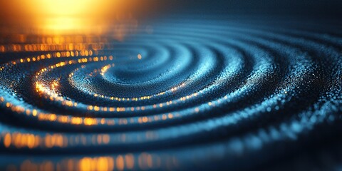 Poster - Waves of light create mesmerizing patterns on a reflective surface at sunset