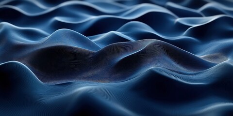 Poster - Waves ripple across a calm ocean surface during twilight showcasing mesmerizing patterns and deep blue tones