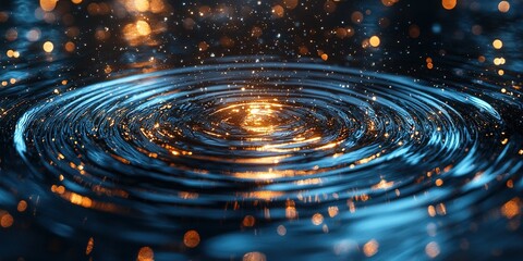 Poster - Rippling water with luminous reflections creating a mesmerizing pattern at night
