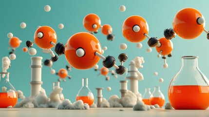 Aufkleber - Dispersal of carbon dioxide molecules in laboratory setting scientific visualization clean environment macro perspective molecular dynamics for enhanced understanding