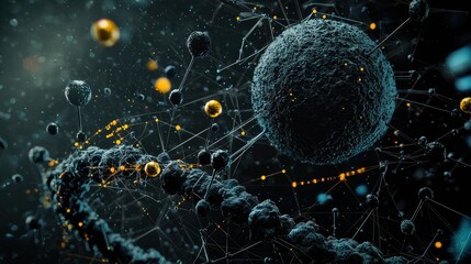 Aufkleber - Dispersing carbon dioxide molecules in standard conditions science visualization molecular dynamics abstract environment macro viewpoint atmospheric concept for enhanced understanding