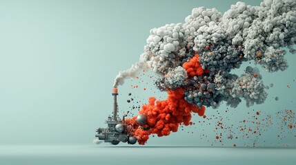 Aufkleber - Illustrating molecular dynamics of air pollution digital artwork industrial setting abstract interpretation scientific conceptualization