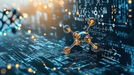 Aufkleber - Visualizing hydrogen molecules a glowing representation in a scientific standard environment for enhanced understanding of molecular structures