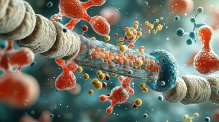 Aufkleber - Visualizing molecular interactions in scientific research a detailed exploration of molecular dynamics in a laboratory environment from a microscopic perspective