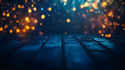 Wall Mural - Abstract Night Sky with Glowing Stars and Bokeh Lights Background.