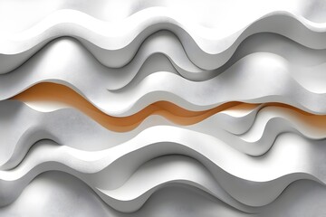 Poster - An abstract composition of wavy white paper layers with smooth curves and a hint of orange peeking through, creating a dynamic and modern visual effect.