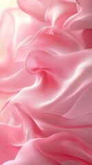 Poster - A delicate interplay of pink and white fabric forms soft waves and folds, evoking a calm and dreamlike ambiance. The gentle light enhances the flowing textures, creating a serene visual