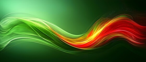 Poster - A vibrant wave of colors flows gracefully, featuring shades of green, red, and yellow, creating a dynamic and energetic abstract design full of movement.