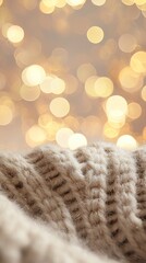 Wall Mural - Cozy Knit Texture Background Warm Winter Bokeh Lights