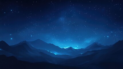 Starlit Night: Majestic Milky Way Over Mountains Under a Deep Blue Cosmos