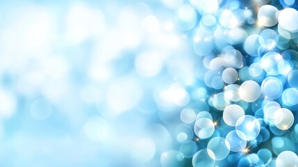 Poster - Soft, blurred circles of light in varying shades of blue create an enchanting atmosphere, perfect for backgrounds in designs, celebrations, or artistic projects