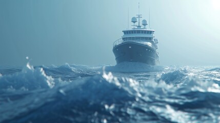 Poster - as the winds pick up the captain makes the decision to reduce speed allowing the ship to safely navi