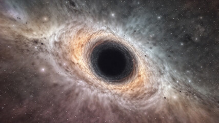 Wall Mural - black hole against starfield, artwork. multiverse travel, time, black hole, universe, dimension