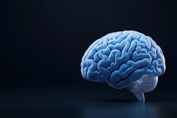 Poster - Luminous human brain model, stock photo, depicting neural network concept, created by AI.