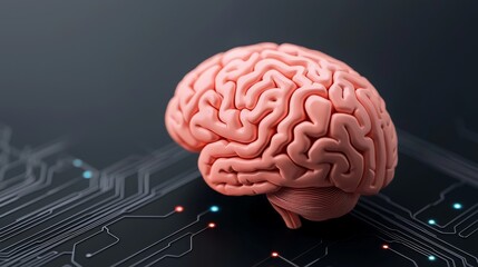 Poster - an artificial brain illuminated by neural patterns symbolizing intelligence and the mind.