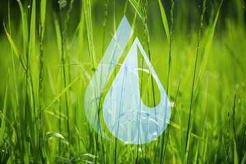 Wall Mural - World Water Concept. Water drop on green nature background