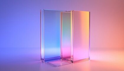 Poster - 3d Rendering Of Gradient Transparent Glass In Digital Computer Design. Realistic Computer Generated Image With Clear Glass And Smooth Gradient Detail.