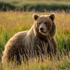 Beautiful Brown Bear on a bright background