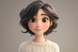 © PixelPulse Creative - 3D cartoon character of a young woman with short dark brown hair