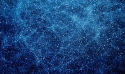 Poster - Abstract blue network background, intricate web of lines and nodes, digital art representation of connectivity and data flow