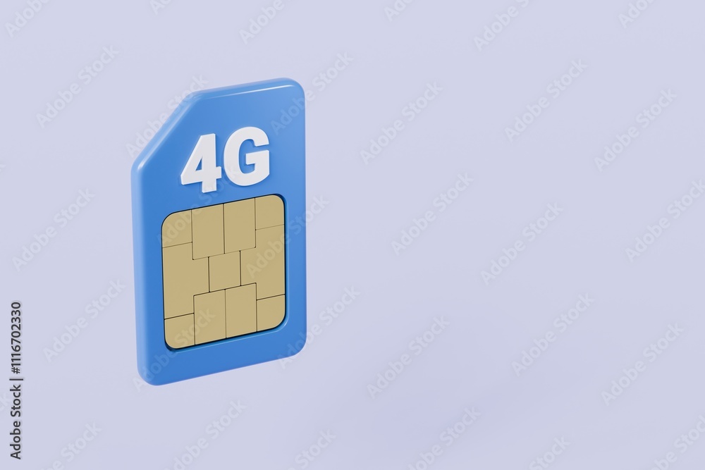 3D SIM Card with circuit microchips icon. Mobile phone cellular SIM ...