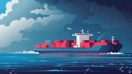 Poster - a cargo ship is forced to reroute due to a tropical storm highlighting the need for contingency plan