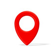 © garrykillian - 3d red plastic map location pointer with shadow isolated on transparent background. Destination pin rotated 0 degrees..