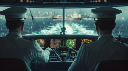 Poster - as the ship approaches a heavilytrafficked port the deck cadet ists the chief officer in calculating