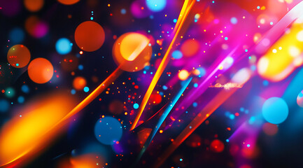 Poster - Bright and colorful abstract background with vibrant patterns and lights at night