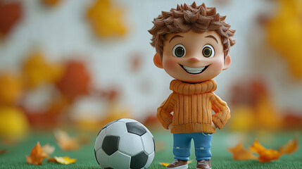 Wall Mural - toy boy playing soccer