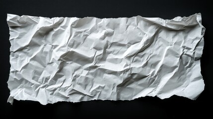 Poster - Torn and wrinkled white paper lies elegantly on a contrasting dark surface, revealing its unique texture and subtle creases