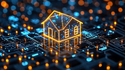 Poster - Digital house symbolizing the integration of technology in modern real estate