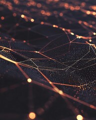 Poster - A mesmerizing abstract design featuring glowing orange lines on a dark background, evoking a sense of digital depth.
