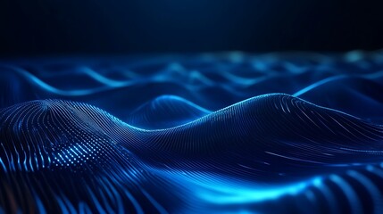 Fototapete - Stunning bright future abstract blue wave design with fluid curves image