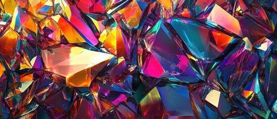 Poster - Abstract crystal shard patterns vibrant digital artwork from an artistic studio