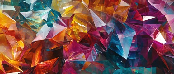 Poster - Dynamic abstract crystal shard graphics jewel tones for stunning visuals