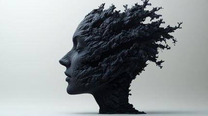 Wall Mural - A woman's face is made of black, twisted branches