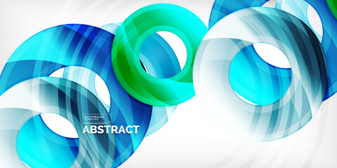 Poster - Bright colorful circles with light effects. Abstract background