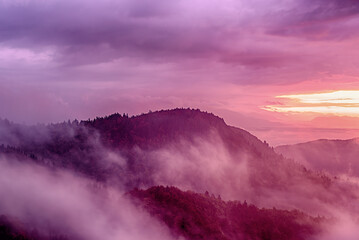Wall Mural - misty mountain landscape
