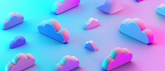 Poster - Dynamic cloud icon patterns representing data visualization concepts in digital design