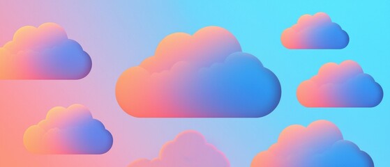 Poster - Subtle gradient cloud icons a minimalist approach to abstract digital art design