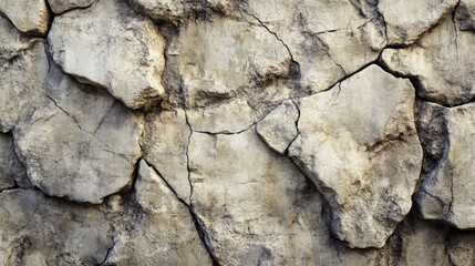 Wall Mural - Rough stone wall with uneven texture and deep cracks, realistic surface 