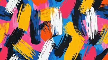 Poster - Dynamic abstract brushstrokes bold colors and vibrant patterns in modern artistic canvas