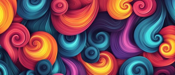 Poster - Vibrant neon spiral patterns artistic space digital art colorful background abstract concept
