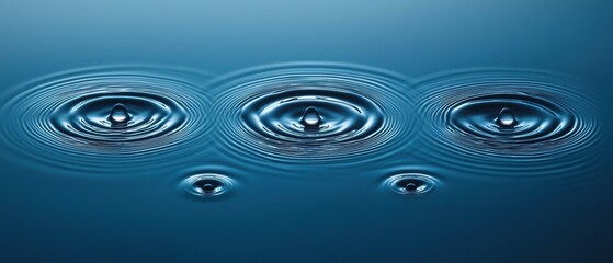 Poster - Water droplet patterns nature photography soft blue gradients macro aesthetic design